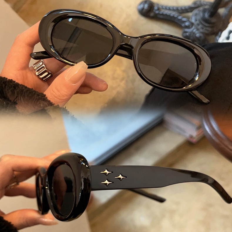 Kính Mát Gọng oval Phong Cách vintage Sang Trọng Cho Nữ