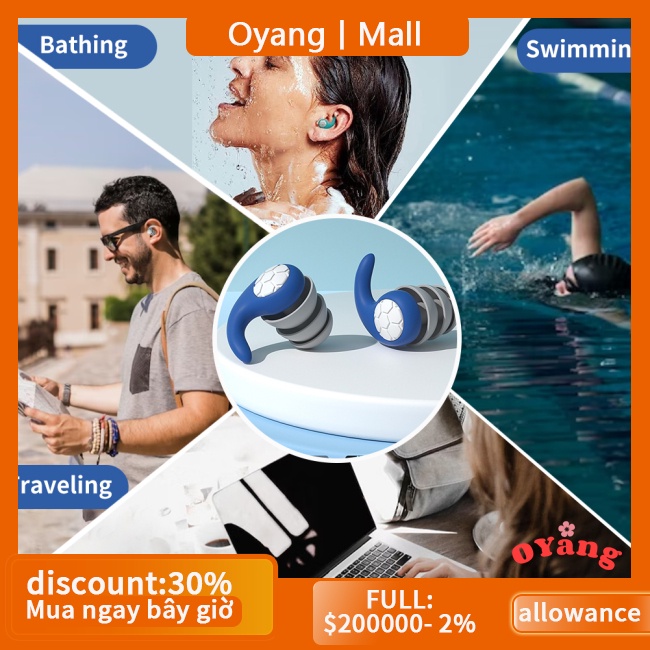 Oyang Nút Bịt Tai Bằng Silicon Chống Nước Thoải Mái Có Thể Tái Sử Dụng Dùng Khi Đi Bơi / Lướt Sóng / Ngủ
