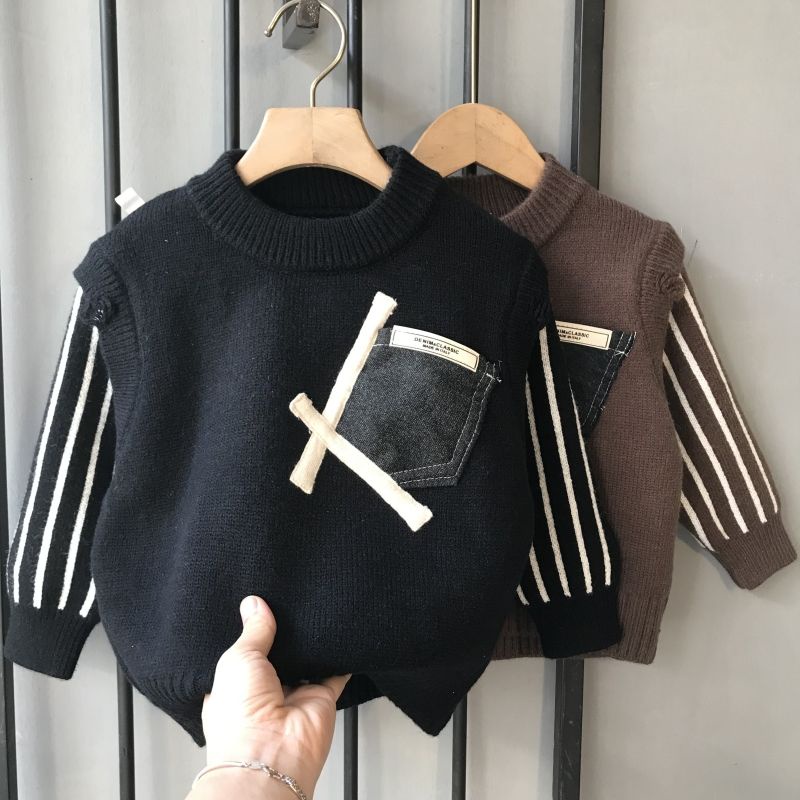 Áo sweater Dệt Kim Dày Dặn Thời Trang Thu Đông Cho Bé Trai