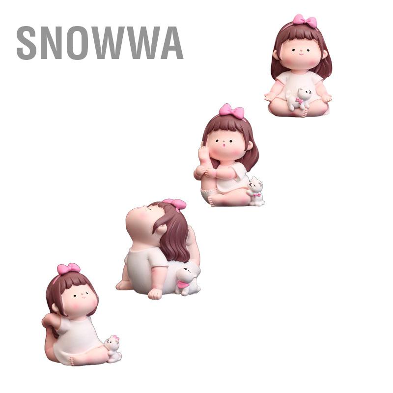 Snowwa Bức tượng cô gái tập yoga Hoạt hình đáng yêu Dễ thương Trang trí thời trang Tư thế Yoga Cô cho ô tô