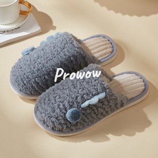 Prowow❤Dép Bông Đi Trong Nhà Đế Dày Mềm Mại Họa Tiết Hoạt Hình Thời Trang Mùa Đông Cho Nữ