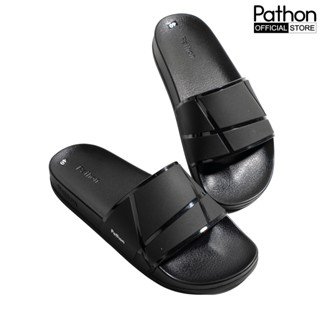  Dép nam nữ quai ngang slipper Pathon quai PVC và đế IP đen quai đen viền bóng SD104 PATHON STORE 