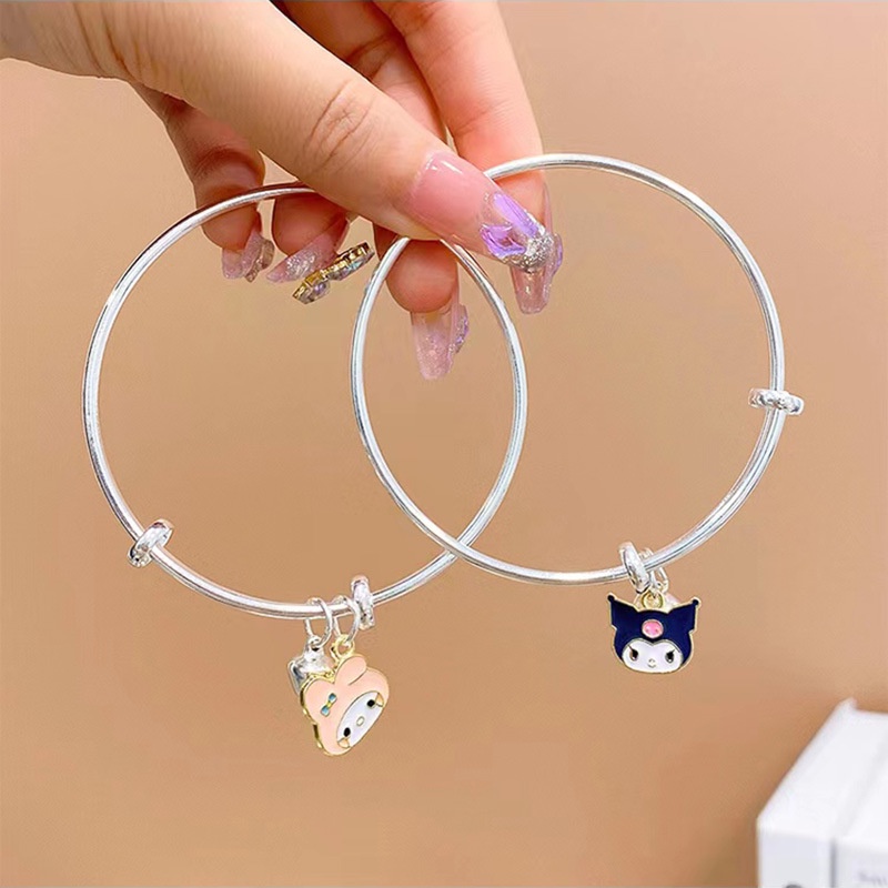Vòng tay kim loại đính charm hoạt hình dễ thương co giãn tiện lợi VC12