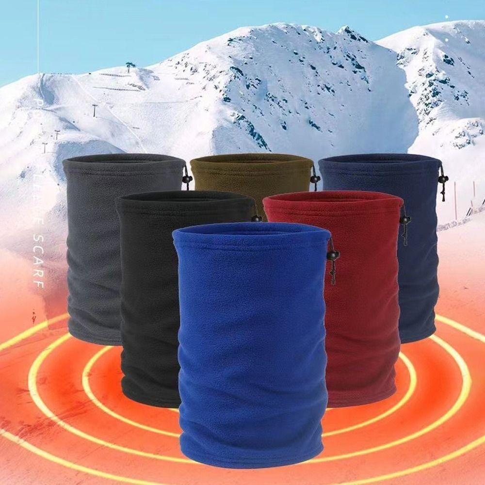 Lucky Khăn Choàng Cổ Dày Dặn Có Dây Rút Che Phủ Mặt Đa Năng Giữ Ấm Mùa Đông Chống Gió Màu Trơn Dành Cho Nam Nữ