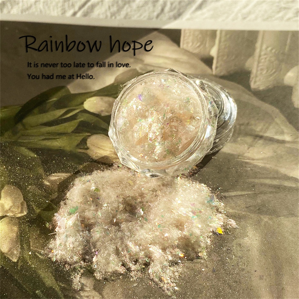 2023New Nail Opal Powder Flakes Crystal Nail Sequins Nail Powder Phân Cực Làm Móng Tay Siêu Mỏng Lá Ba Chiều DIY Trang Trí Long Lanh Rời