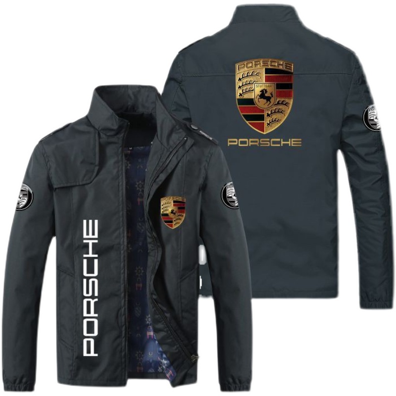 Dây kéo nam Porsche Porsche Cổ đứng dài tay thông thường Áo khoác thể thao bằng Nylon in Logo Porsch