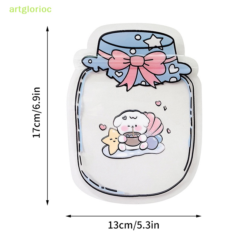 Set 5 Túi zip Nhựa Trong Suốt Hình Lọ Kẹo / Trang Sức Hoạt Hình Dễ Thương
