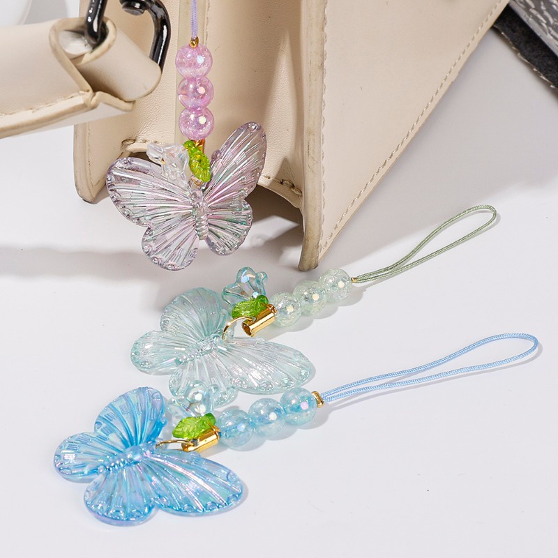Dây Đeo Điện Thoại acrylic Nhiều Màu Sắc Hình Bướm Chống Mất