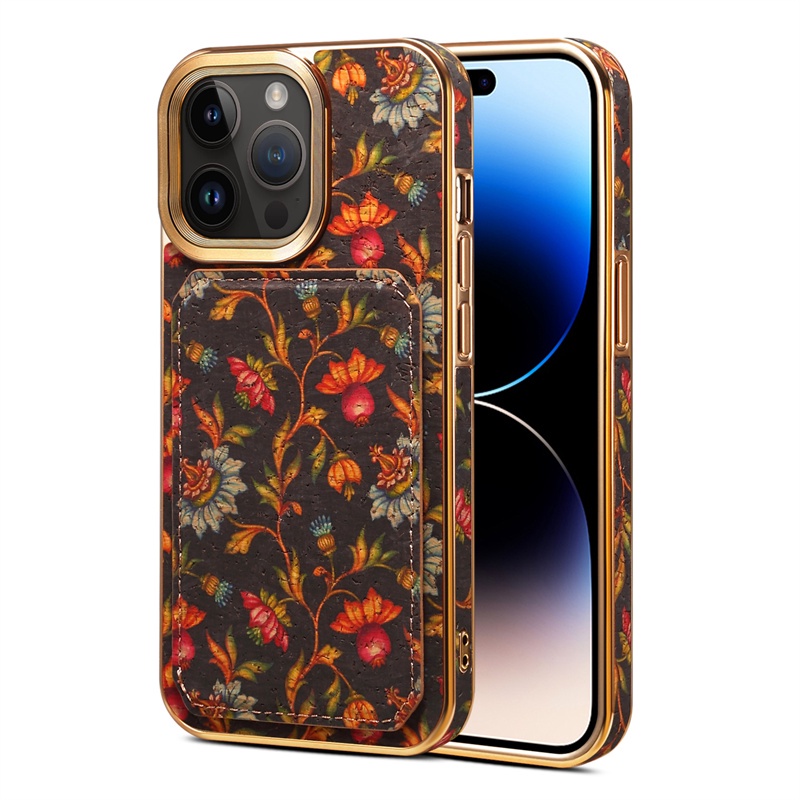 Ốp Điện Thoại Bằng Gỗ Có Ngăn Đựng Thẻ Hình Hoa Cho iphone 15 pro max 15 plus / 15 pro / 14 pro max / 14 plus / 12 13 pro max 2 Trong 13 pro max