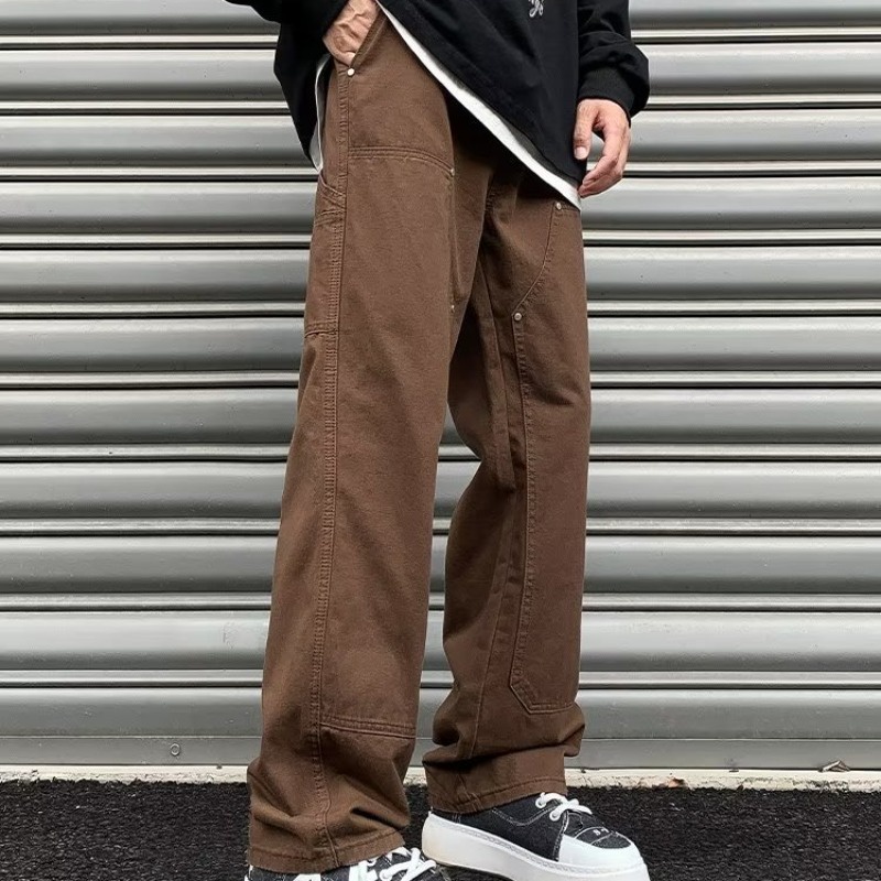Quần Dài Ống Rộng Màu Cà Phê Phong Cách Đường Phố Mỹ Cá Tính Màu Sắc Cà Phê Dành Cho Nam