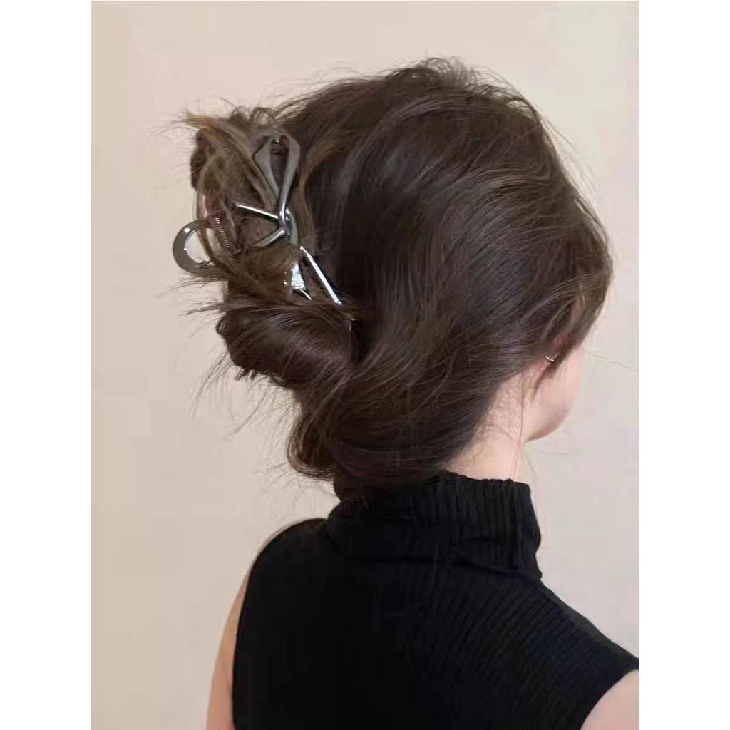 Kẹp Tóc Cá Mập Bằng Kim Loại Đính Nơ Ruy Băng Kích Thước Lớn Phong Cách Mới 2023 Dành Cho Bạn Nữ