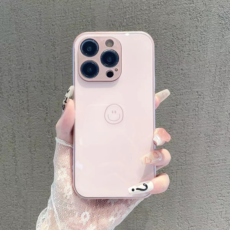 Ốp Điện Thoại Mặt Kính In Hình Mặt Cười Cho Iphone 13pro 14Pro 13In 12pro 11promax 7 8 xs xsmax