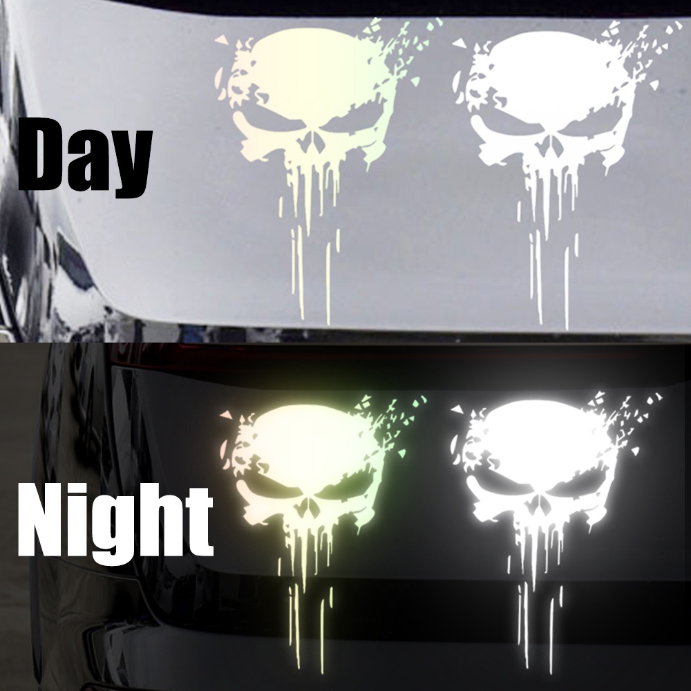 Miếng Dán Đề Can vinyl Phản Quang Chống Thấm Nước Hình Đầu Lâu Thời Trang Trang Trí Kính Chắn Gió Sau Xe Hơi / Xe Máy / halloween diy