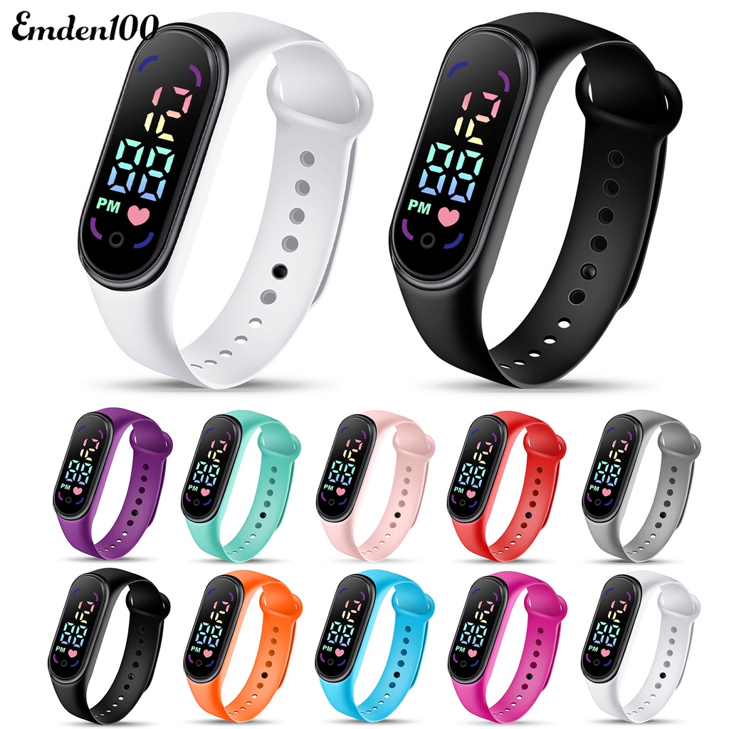 EMDEN Đồng Hồ Đeo Tay Bằng Silicon Chống Thấm Nước Có Đèn Led Thời Trang Cho Trẻ Em