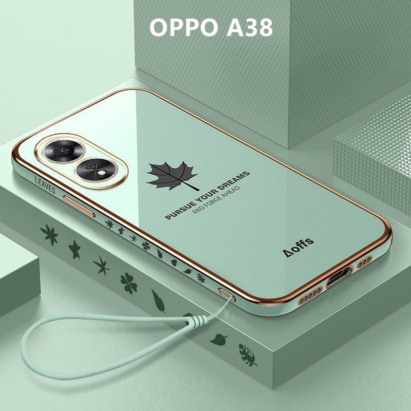 Ốp Lưng OPPO A38 Mạ điện Lá phong Mềm Ốp Điện Thoại OPPO A38