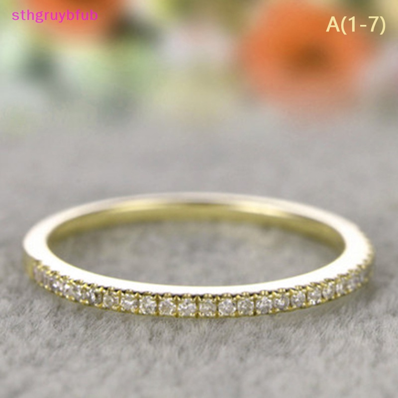 Sthb Nhẫn zircon Đơn Giản Mỏng Nhẹ Đính Kim Cương Thời Trang Làm Quà Sinh Nhật Cho Nữ vn