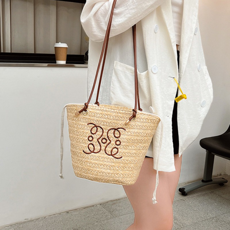 Túi Rơm Đeo Vai Sức Chứa Lớn Kiểu Dáng Đơn Giản Thời Trang Cho Nữ