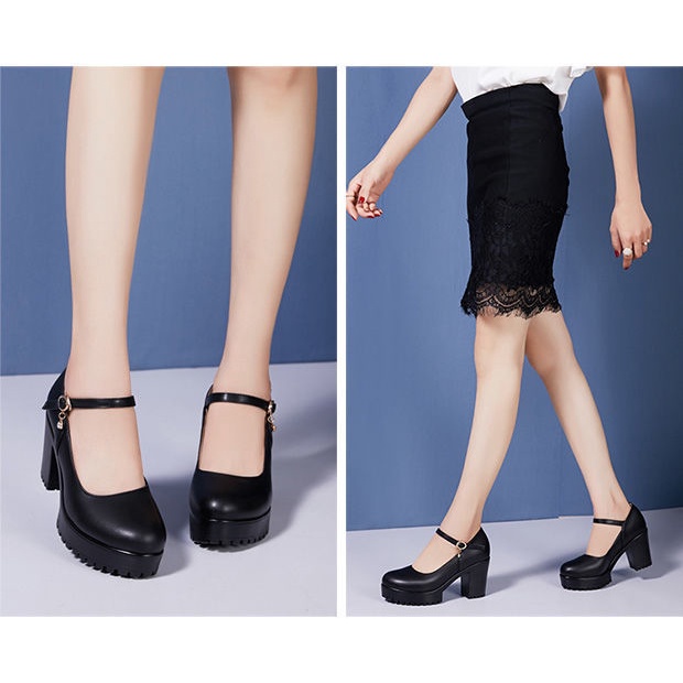 Giày Cao Gót Da Mềm Đế Dày Chống Thấm Nước Thời Trang Cho Phụ Nữ Trung Niên