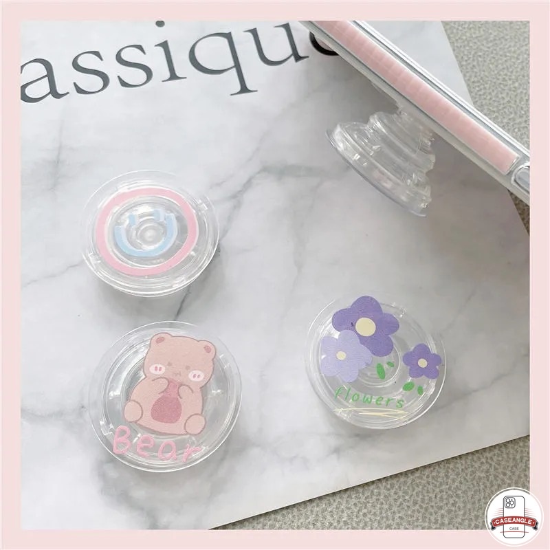 Giá Đỡ Điện Thoại Họa Tiết Hoa / Gấu / Thỏ graffiti Mặt Cười Dễ Thương Có Thể Gập Lại