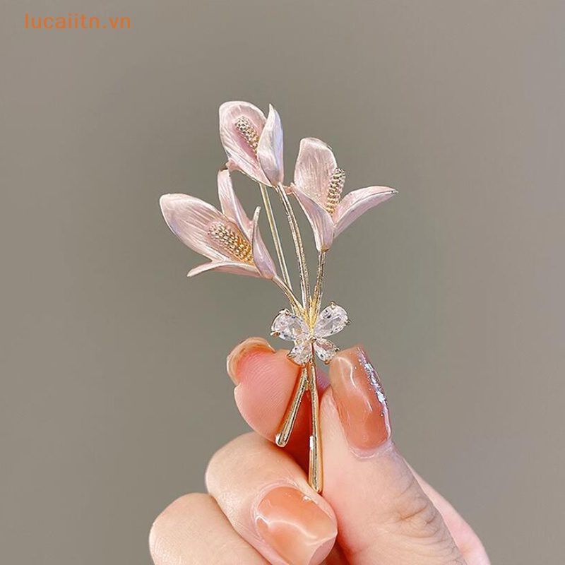 Trâm Cài Áo Hình Hoa Đính Đá Pha Lê Sang Trọng vn