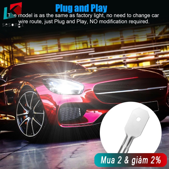 Sesong Set 2 Đèn Pha h3 6000k 1800lm Ánh Sáng Trắng 360 Độ Chuyên Dụng Cho Xe Hơi