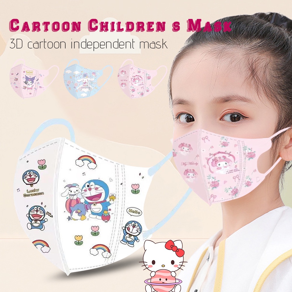 10 chiếc Mặt nạ hoạt hình Doremon Kuromi Sanrio Mặt nạ mới mùa hè Mặt nạ bảo vệ dùng một lần cho trẻ em