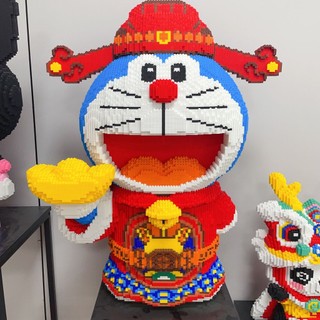 Đồ chơi lắp ráp mô hình doraemon doremon thần tài cầm vàng 40cm cỡ lớn ,