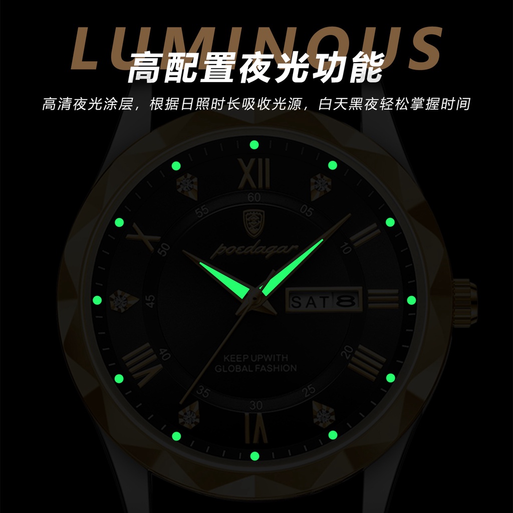 Kodaga Đồng Hồ quartz 615 Chống Thấm Nước Dạ Quang Phong Cách Doanh Nhân Cho Nam