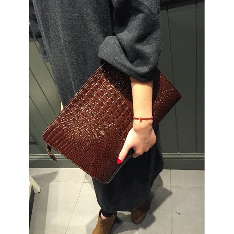 Túi Clutch cầm tay nam da nhám vân cá sấu hàng cao cấp