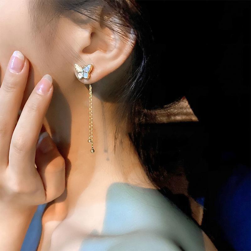 Mới Bông Tai Dáng Dài Hình Bướm Phối Tua Rua Thời Trang Cho Nữ jp7