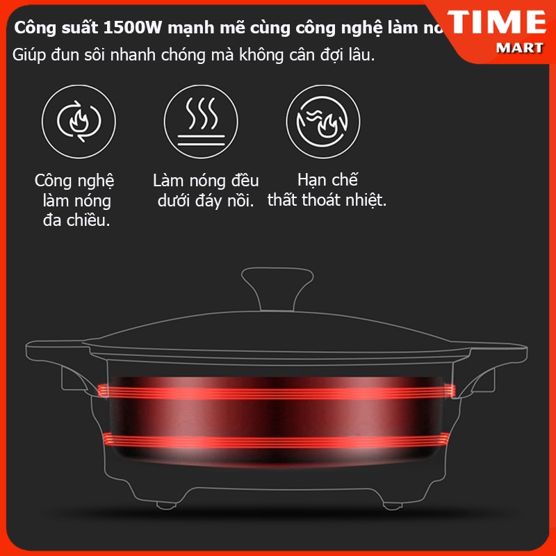Nồi lẩu uyên ương Xiaomi Qcooker nồi lẩu đa năng 2 ngăn dành cho gia đình thiết kế hiện đại cao cấp