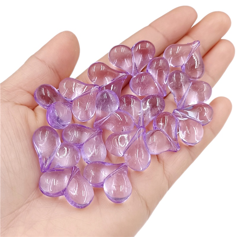 Set 10 Hạt Xỏ acrylic Trong Suốt Hình Trái Tim Nhiều Màu Kích Thước 17mm * 22mm Dùng Làm Trang Sức diy