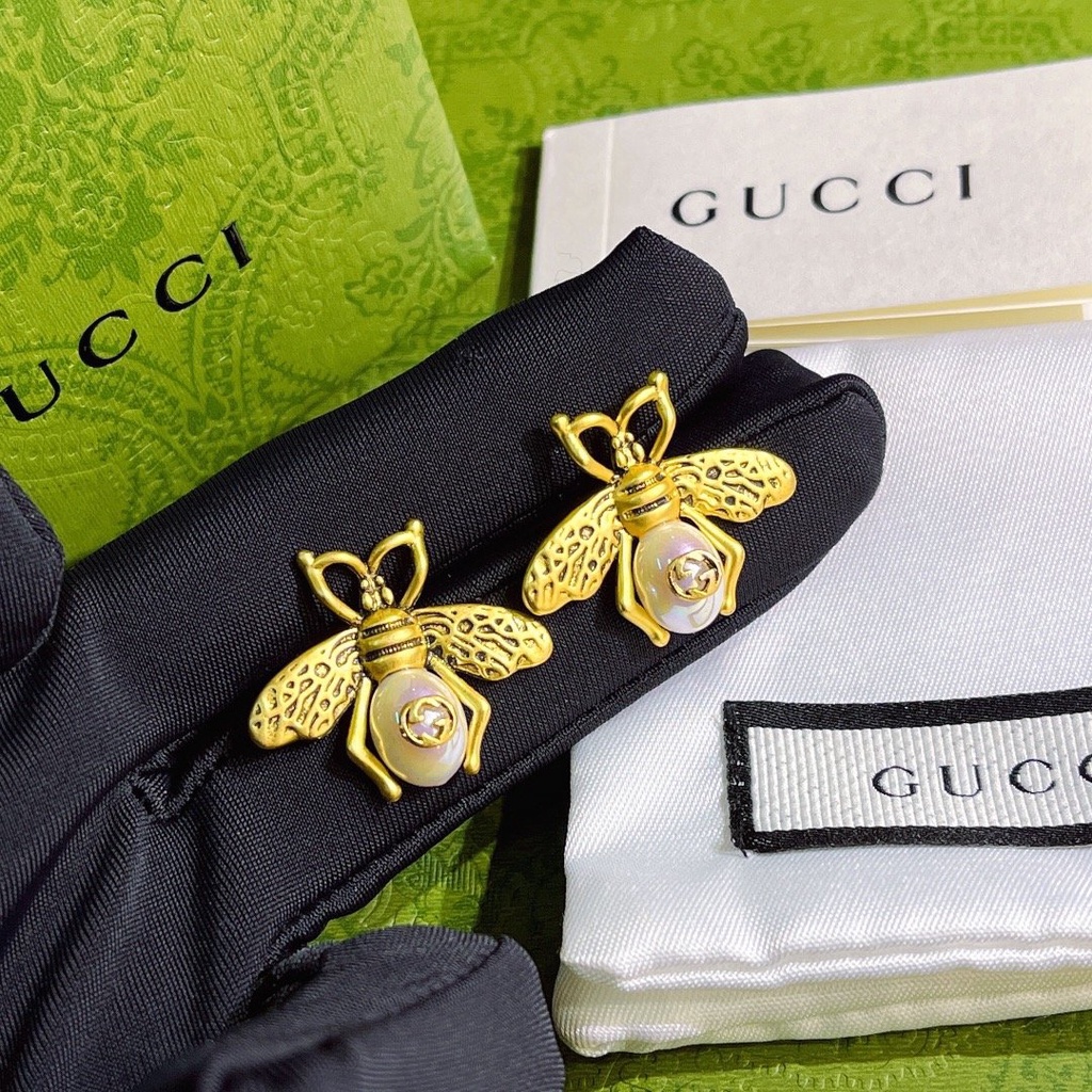 Bông Tai Gucci Bằng Thép Titan Chống Thấm Nước Không Gỉ Hình Chữ gg Đôi Thời Trang Cho Nữ