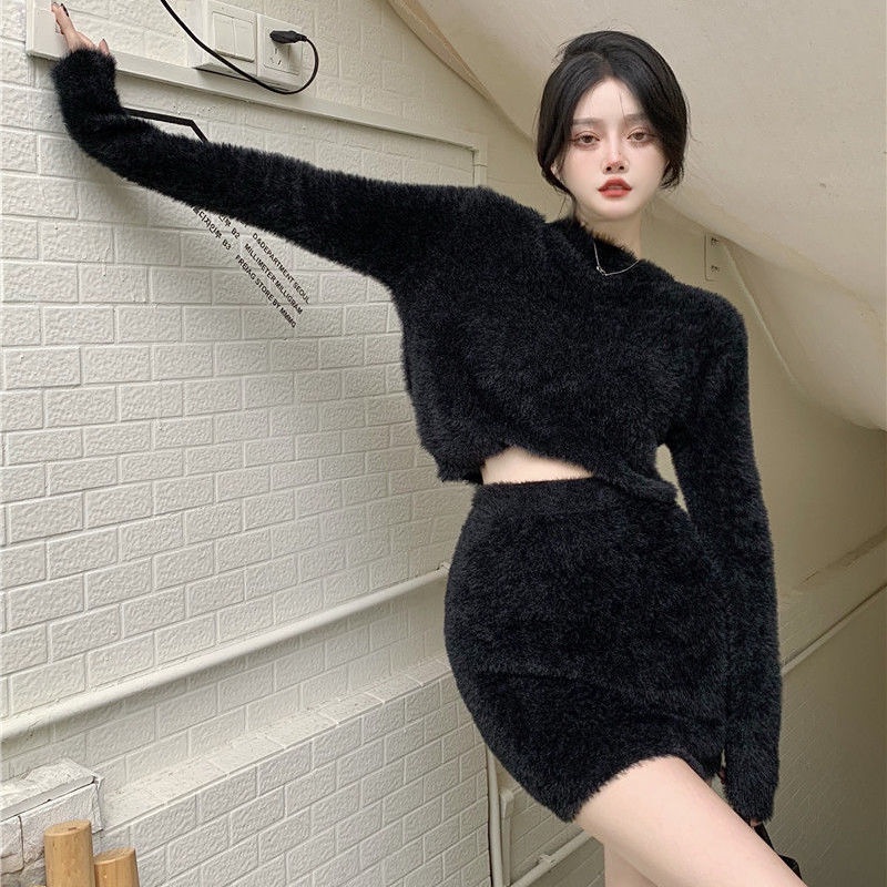 Bộ Đồ Dệt Kim Dáng Ôm Thời Trang Mùa Thu Đông Dành Cho Nữ