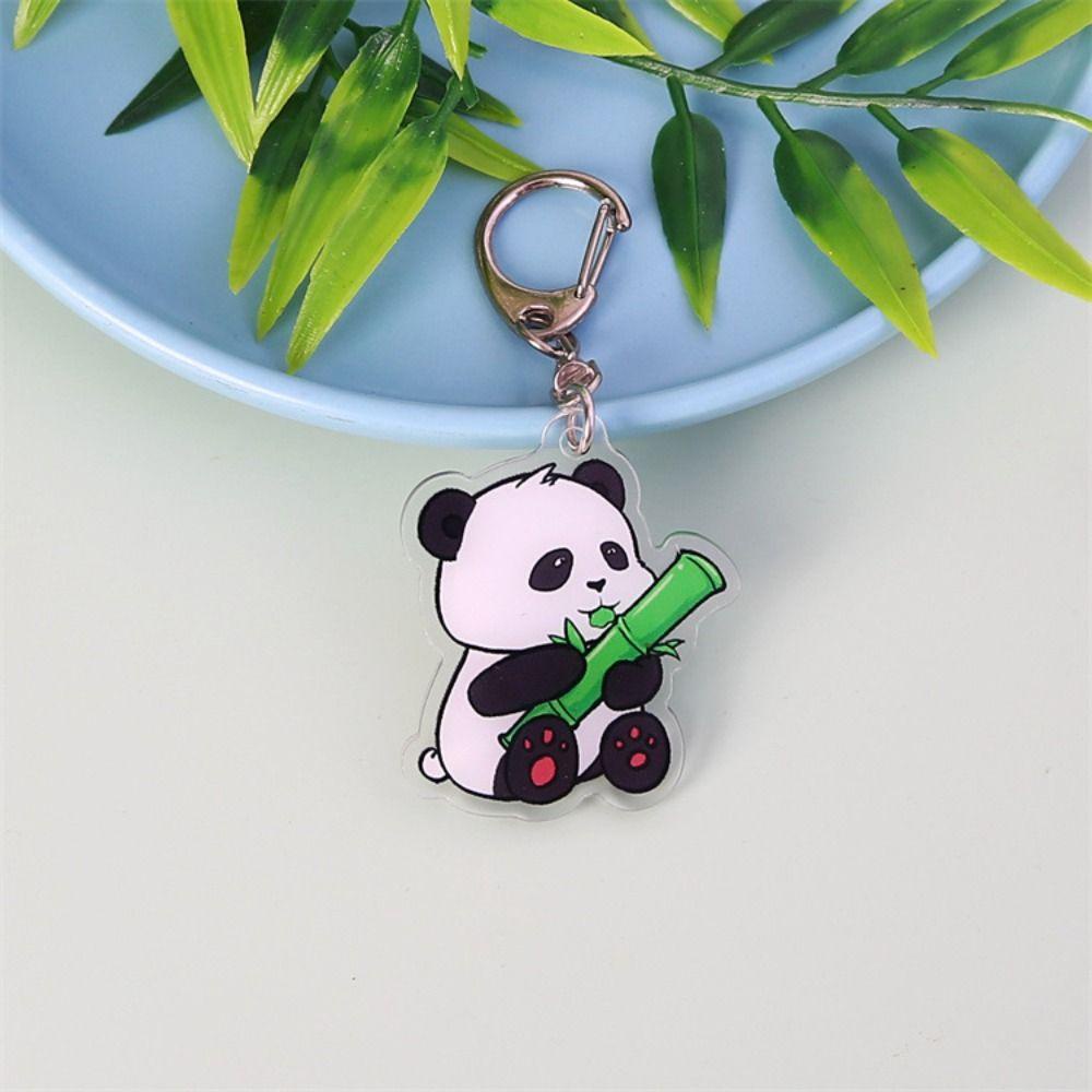 Lanfy Móc Chìa Khóa acrylic Hình Gấu Trúc Hoạt Hình Vui Nhộn diy