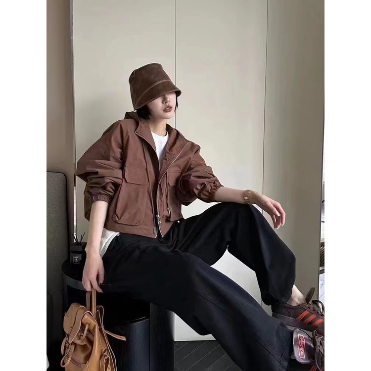 Áo Khoác Trùm Đầu Dáng Rộng Có Túi Thời Trang Mùa Thu Cho Nữ