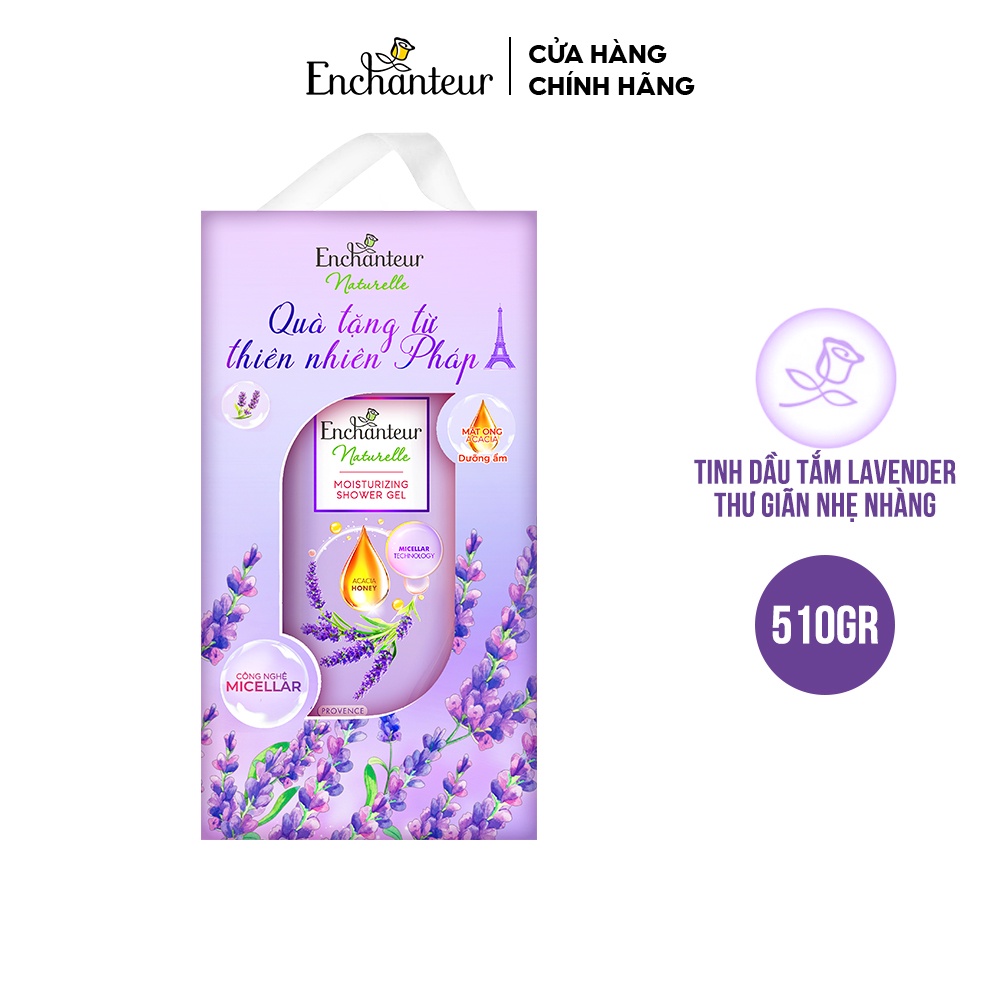 Hộp quà sữa tắm dưỡng da thiên nhiên Enchanteur Naturelle sạch sâu, dịu nhẹ hương Lavender 510g