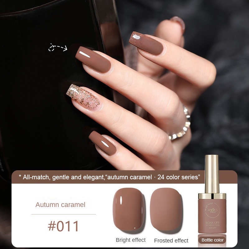 Mùa Thu Đông Phổ Biến Mùa Thu Caramel 24 Bộ Màu Sơn Móng Tay Keo 2023 Mới Làm Trắng Hổ Phách Liệu Pháp Ánh Sáng Gel Làm Móng JULYSTAR