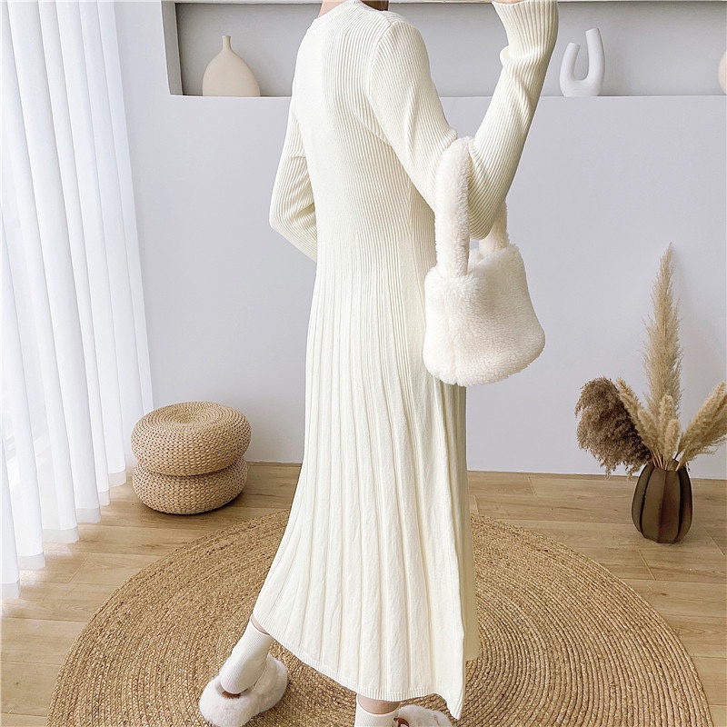 Áo sweater Dệt Kim Tay Dài Xếp Ly Thời Trang Thu Đông Cho Mẹ Bầu