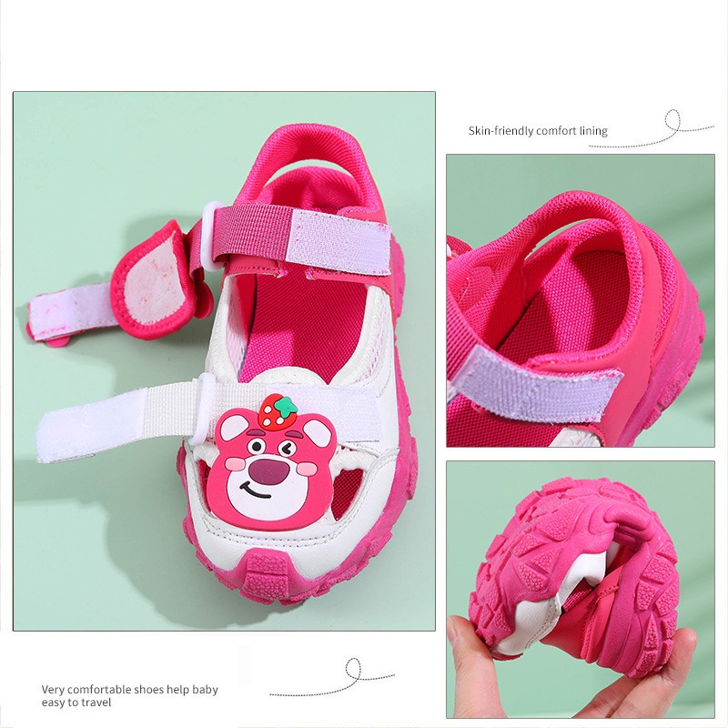 C-FOOT Giày Thể Thao Khoét Lỗ Thoáng Khí Thoải Mái Thiết Kế Hình Gấu Dâu Tây Hợp Thời Trang Cho Nữ