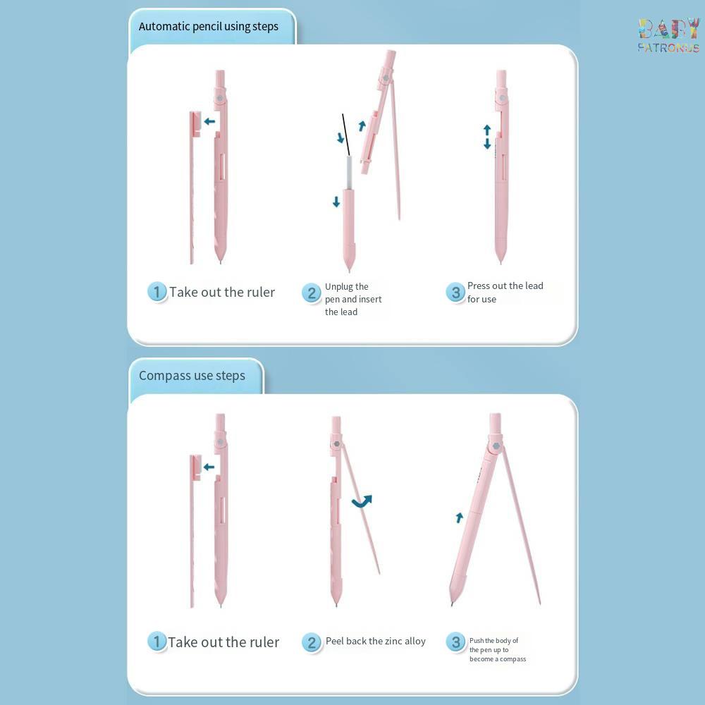Compa Chuyên Nghiệp  nbx Với Bút Chì Cơ Khí Hình Học Với Công Cụ Vẽ Toán Học 0.7mm Chì & 6 Cục Tẩy Và Thước Kẻ Cho Giáo Viên / Nhà Thiết Kế Cho Học Sinh #