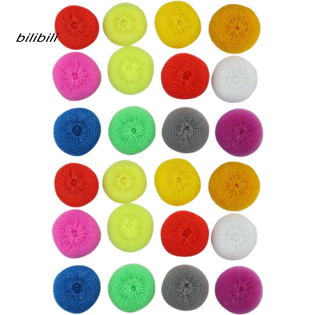 Set 24 Bóng Nhựa Chống Trầy Xước Màu Sắc Ngẫu Nhiên Dùng Để Vệ Sinh Chén Dĩa