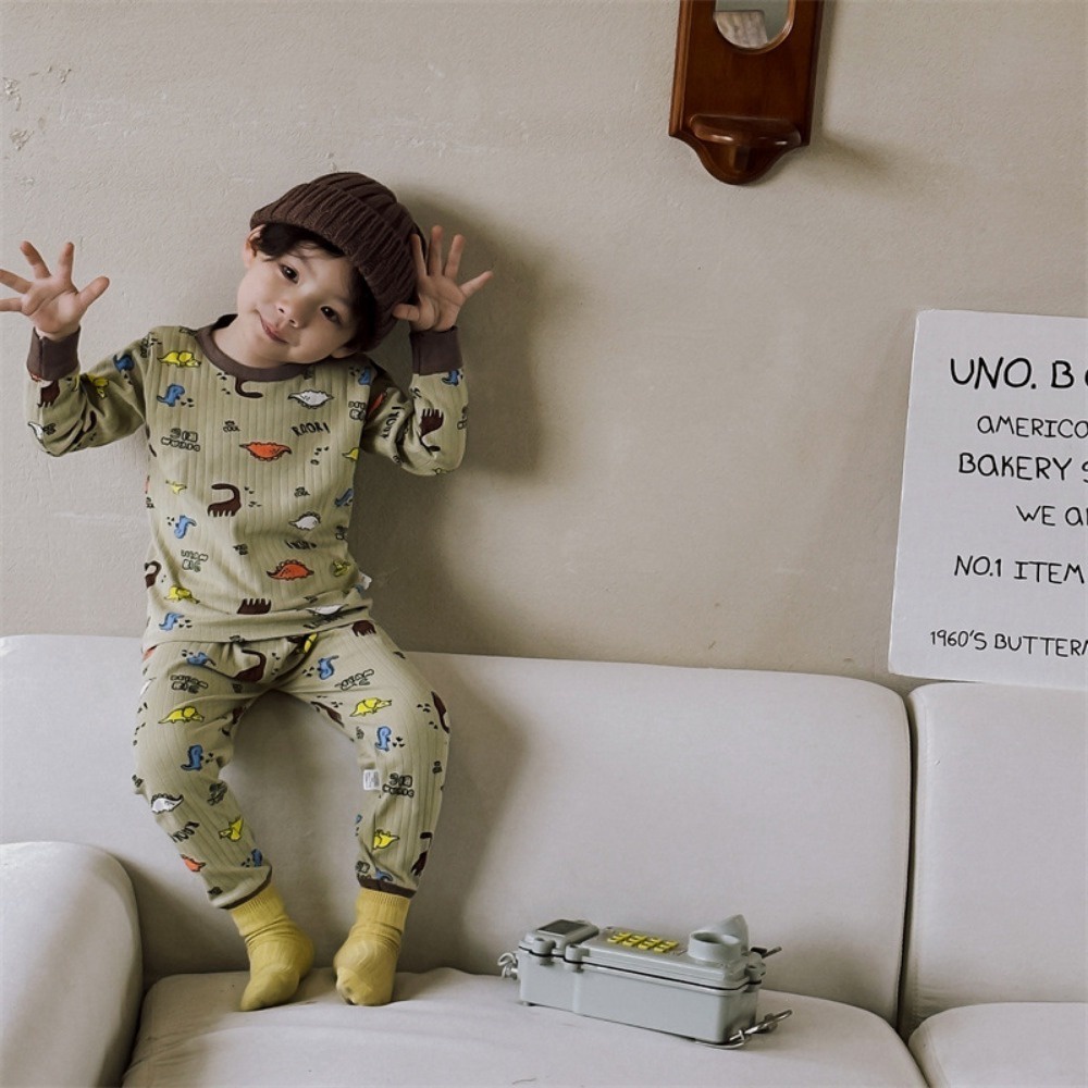 Bộ Đồ Ngủ Hai Mảnh Áo Khoác Và Quần Bằng Vải cotton In Hình Hoạt Hình Dễ Thương Dành Cho Bé Trai Gái