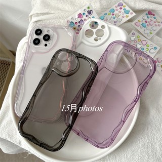 Huiwanju Ốp Điện Thoại Silicon Mềm Trong Suốt Chống Rơi Màu Trơn Cho iphone 15 11 14 promax 13 pro