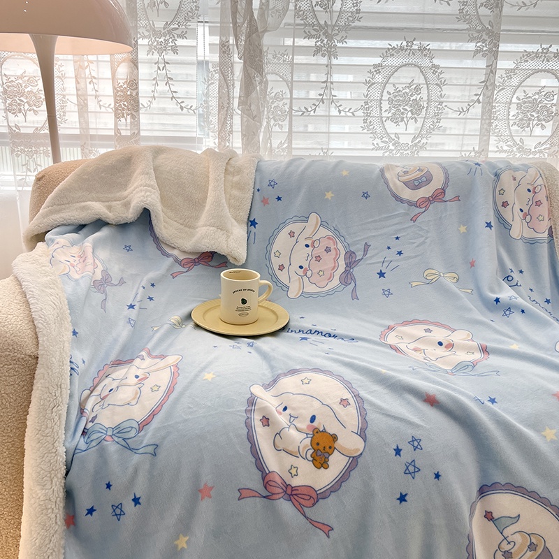 1 Chăn Lông Cừu Chống Tĩnh Điện Đa Năng Có Khóa Kéo In Hoạt Hình kuromi Dễ Thương