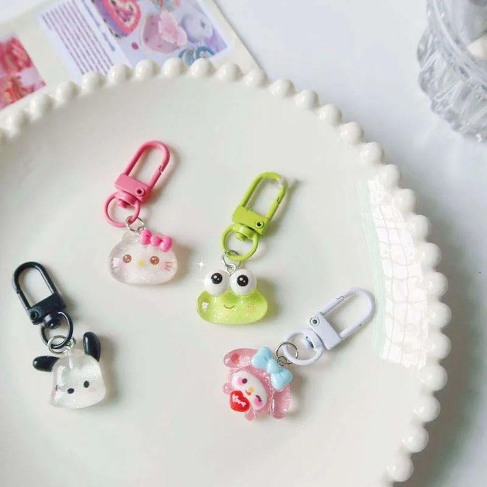 Adames keroppi Móc Khóa acrylic Trong Suốt Mặt Hình pachacco Mèo Lấp Lánh Thời Trang kt melody car