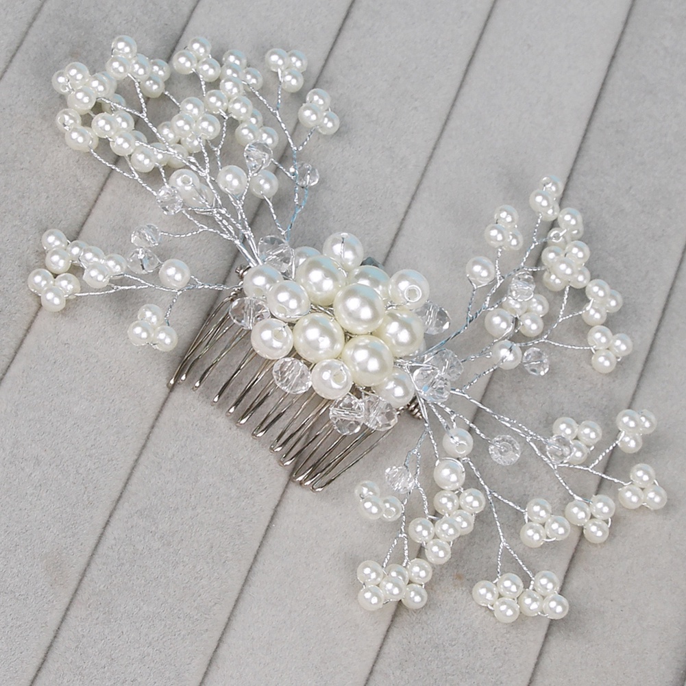 Lược Cài Tóc Hình Hoa Đính Ngọc Trai Nhân Tạo Thanh Lịch Cho Nữ