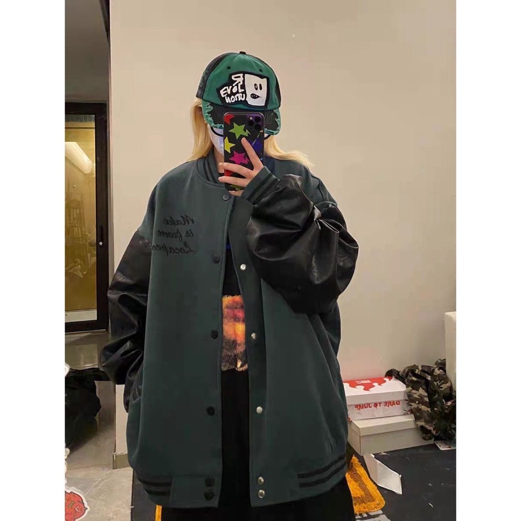 Áo Khoác Bóng Chày Dáng Rộng In Chữ Phong Cách Mỹ Thời Trang Xuân Thu Cho Cặp Đôi xsen