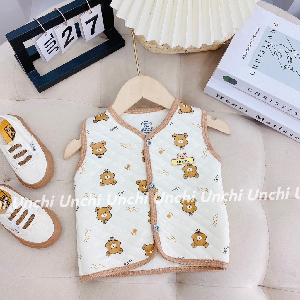 Áo GILE trần bông thiêu hình ô vuông UNCHI vải COTTON