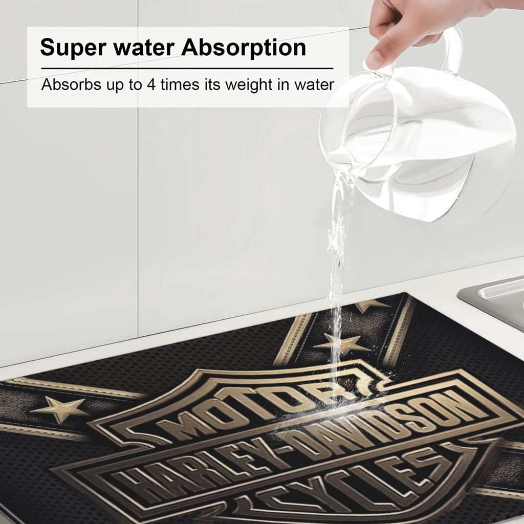 Harley Davidson Tấm Lót Chén Dĩa Bằng Sợi microfiber Thấm Hút Nước 18 X 24 inch Đa Ứng Dụng